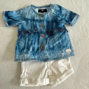 7 For All Mankind Shirt and Short Set size 12 months